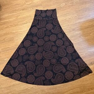 LuLaRoe Maxi Skirt Womens XS Navy Blue Paisley Mandala Print High Waist Boho